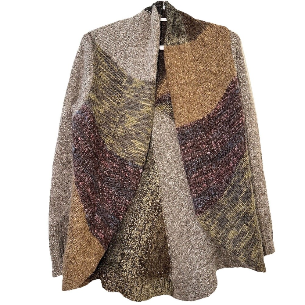 A Giannetti Patchwork Knit Cardigan Sweater Jacket Mohair Alpaca M Artwear